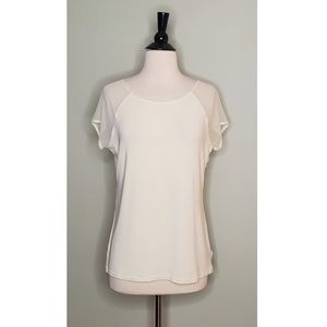 Lauren Ralph Lauren Cream Sheer Cap Sleeve Top